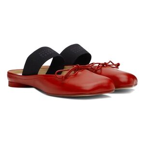 Maison Martin Margiela Red and Black Flats with Bow Ballerina Size 36/ 6